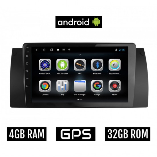CAMERA + BMW E39 (1997 - 2005) Android οθόνη αυτοκίνητου 4GB με GPS WI-FI (ηχοσύστημα αφής 9" ιντσών OEM Σειρά 5 Youtube Playstore MP3 USB Radio Bluetooth Mirrorlink Ε39 εργοστασιακή, 4x60W, AUX) 5186
