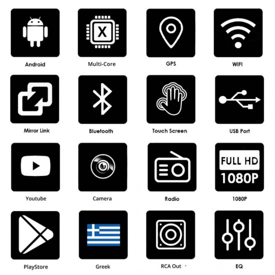 Ηχοσύστημα Android 2GB με οθόνη αφής 9" ιντσών και Ελληνικό GPS πλοηγό (Youtube Spotify Bluetooth Playstore WI-FI αυτοκινήτου Ελληνική πλοήγηση 2-DIN USB MP3 MP5 Mirrorlink 4x60W Universal) K805RR